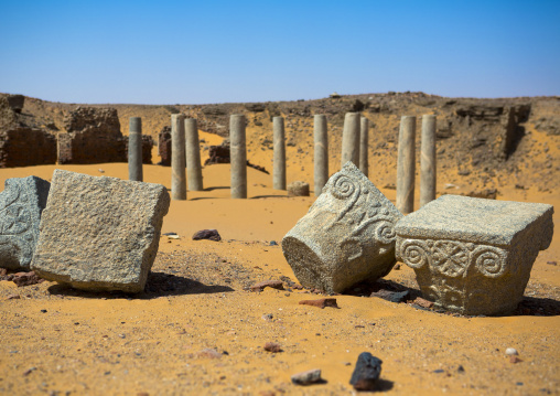 Sudan, Nubia, Old Dongola, ruins of the church of the granite columns