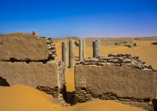 Sudan, Nubia, Old Dongola, ruins of the church of the granite columns