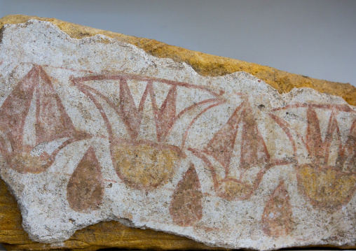 Sudan, Northern Province, Kerma, flowers fresco in kerma museum