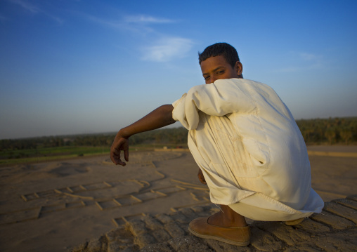 Sudan, Northern Province, Kerma, boys in the western deffufa