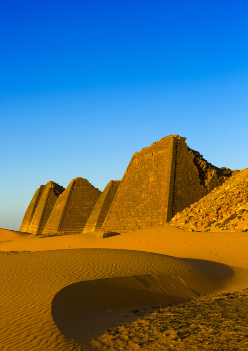 Sudan, Kush, Meroe, pyramids in royal cemetery