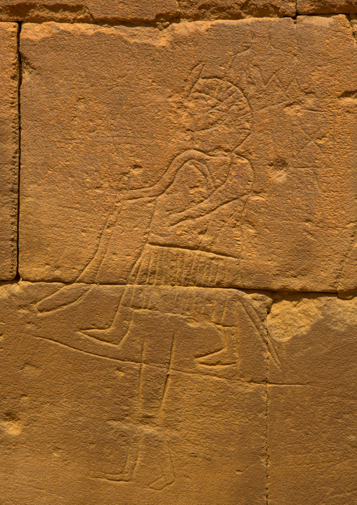 Sudan, Nubia, Naga, human representation carving on the elephant temple at musawwarat es-sufra