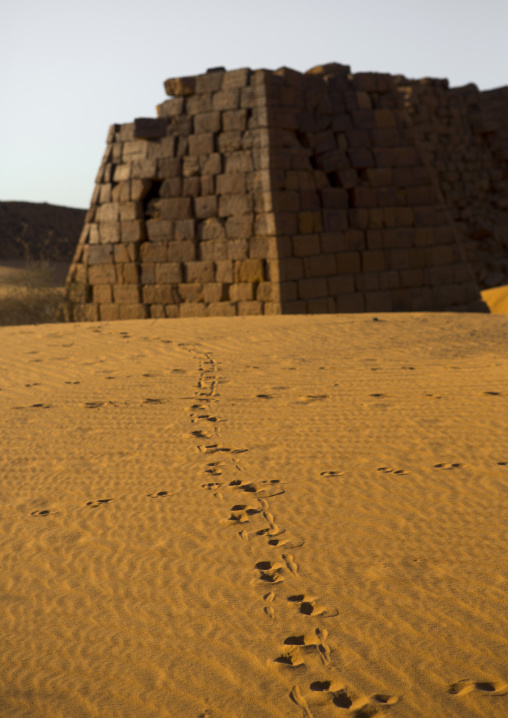 Sudan, Kush, Meroe, pyramids and tombs in royal cemetery of bajrawiya