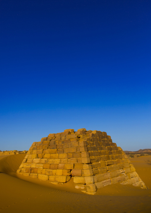 Sudan, Kush, Meroe, pyramids and tombs in royal cemetery of bajrawiya