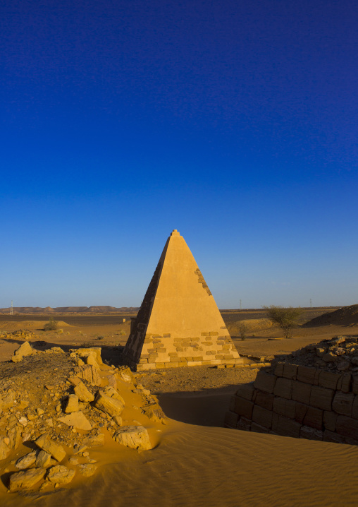 Sudan, Kush, Meroe, pyramids and tombs in royal cemetery of bajrawiya