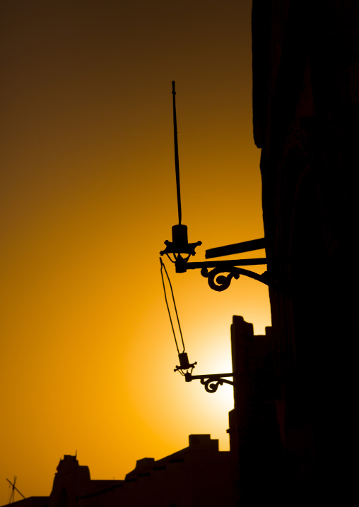 Sudan, Port Sudan, Suakin, old lamps on a ruined ottoman coral buildings