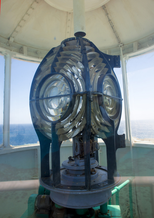 Sudan, Red Sea State, Port Sudan, lighthouse lamp at sanganeb reef