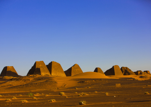 Sudan, Kush, Meroe, pyramids in royal cemetery