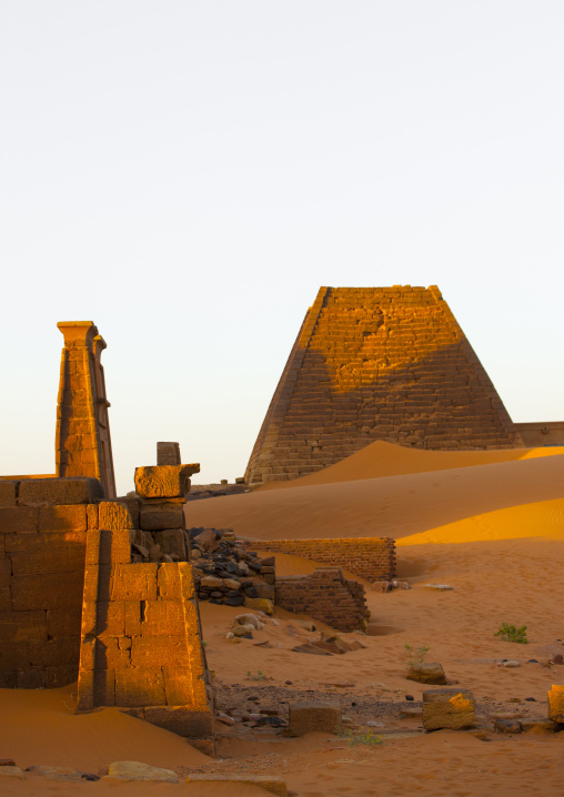 Sudan, Kush, Meroe, pyramids and tombs in royal cemetery