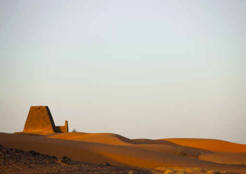 Sudan, Kush, Meroe, pyramids and tombs in royal cemetery