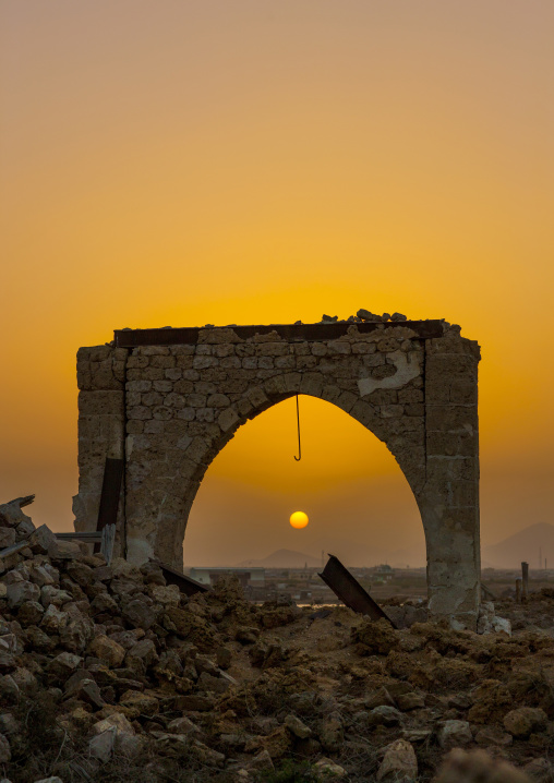 Sudan, Port Sudan, Suakin, door in a ruined ottoman coral buildings