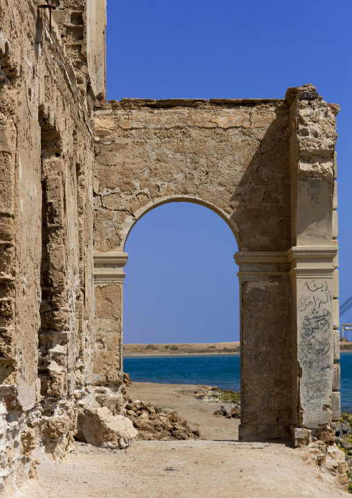 Sudan, Port Sudan, Suakin, old building on the red sea