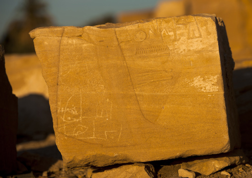 Sudan, Nubia, Soleb, hieroglyphs in the the big soleb temple built by amenophis iii