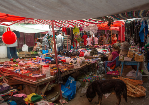 Toys and clothes for sale in a local market, Gorno-Badakhshan autonomous region, Khorog, Tajikistan