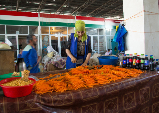 Carrots for sale at local street market, Gorno-Badakhshan autonomous region, Khorog, Tajikistan