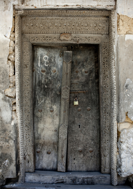 Old door in bagamoyo stone town, Tanzania