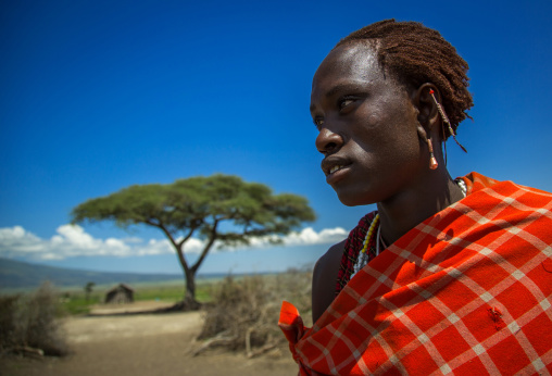 Tanzania, Ashura region, Ngorongoro Conservation Area, a maasai young moran warrior