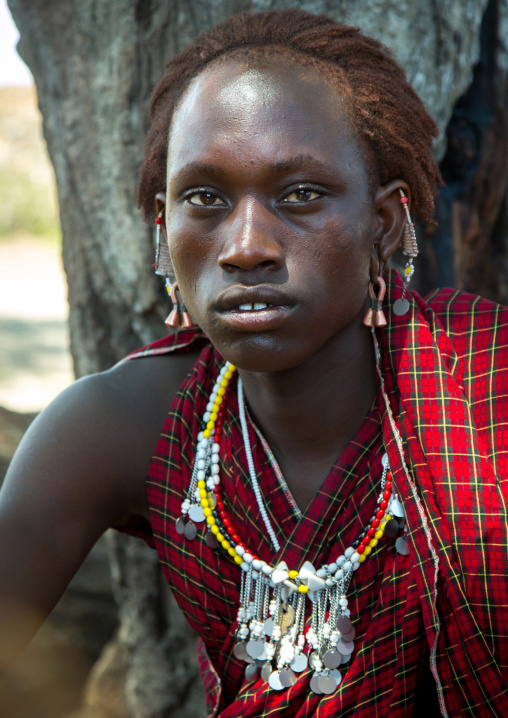 Tanzania, Ashura region, Ngorongoro Conservation Area, a maasai young moran warrior