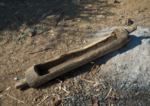 Tanzania, Serengeti Plateau, Lake Eyasi, hadzabe tribe trough for dogs