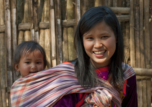 Mother and baby, Ban nam rin village, Lisu tribe, Thailand