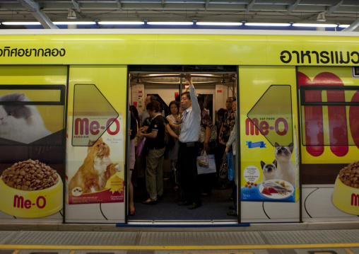 Adverstisements on the subway train, Bangkok, Thailand