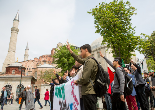 Demonstration of muslim brotherhood after egyptian court sentences 530 people to death, Marmara Region, istanbul, Turkey