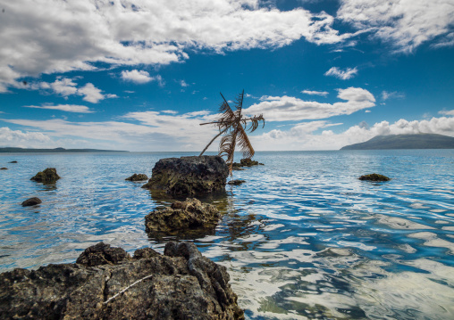 Traditional sign for a taboo area where it is forbidden to fish, Shefa Province, Efate island, Vanuatu