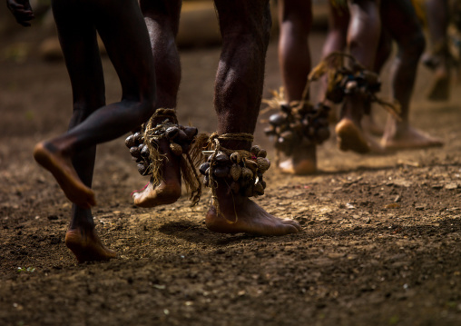 Tribesmen dancing the palm tree dance of the Small Nambas tribe, Malekula island, Gortiengser, Vanuatu