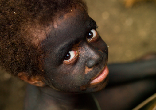 Portrait of a Small Nambas tribe child boy, Malekula island, Gortiengser, Vanuatu