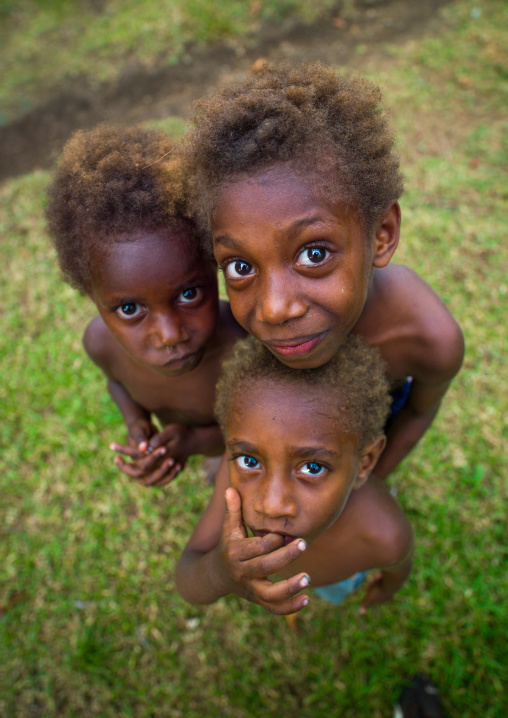 Group of Ni-Vanuatu children seen from above, Malampa Province, Malekula Island, Vanuatu