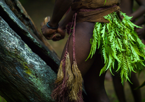 Big Nambas tribesman beating a slit drum during a ceremony, Malampa Province, Malekula Island, Vanuatu