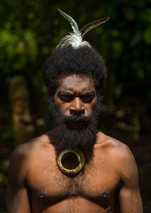 Portrait of worwor kon in traditional clothing, Ambrym island, Fanla, Vanuatu