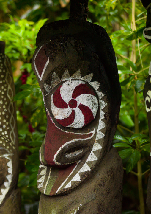 Painted slit gong drums in the jungle, Ambrym island, Olal, Vanuatu