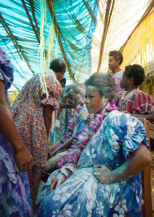 Couple covered in flour during a traditional wedding, Malampa Province, Ambrym island, Vanuatu