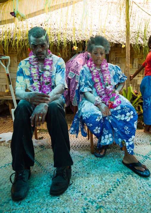 Couple covered in flour during a traditional wedding, Malampa Province, Ambrym island, Vanuatu