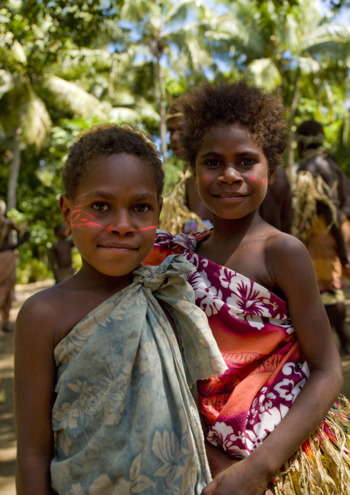 Traditional dance with girls in colorful clothes, Tanna island, Epai, Vanuatu