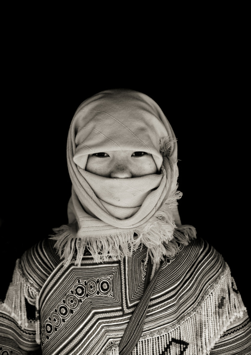 Veiled flower hmong girl, Sapa, Vietnam