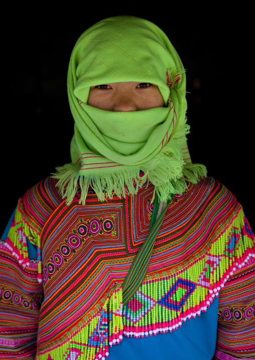 Veiled flower hmong girl, Sapa, Vietnam