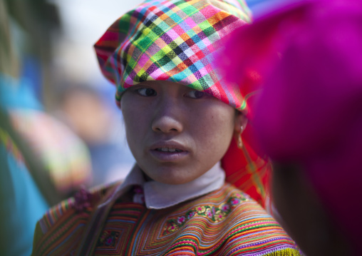 Flower hmong woman with a headscarf, Sapa, Vietnam