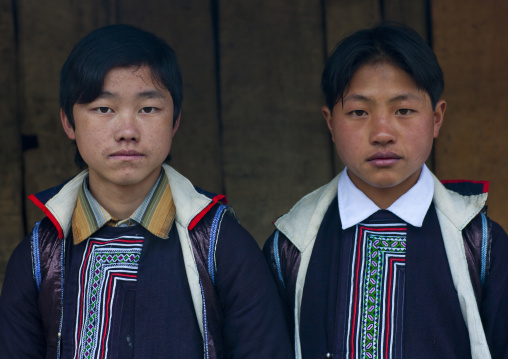 Black hmong boys in traditional clothes, Sapa, Vietnam