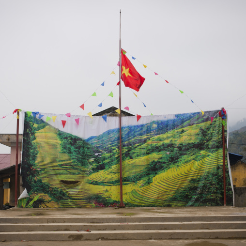 Poster showing terrace farming of the area, Sapa, Vietnam