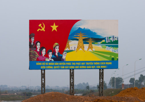 Propaganda billboard of the communist party, Hanoi, Vietnam