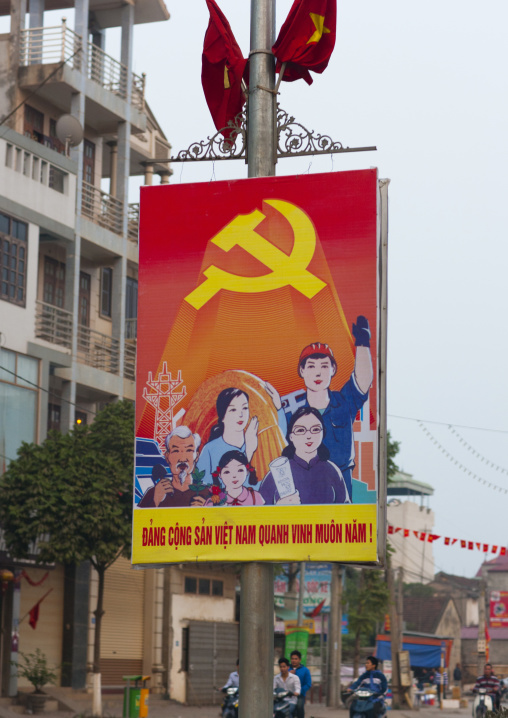 Propaganda billboard of the communist party, Hanoi, Vietnam