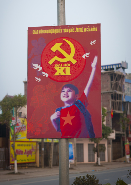 Propaganda billboard of the communist party, Hanoi, Vietnam