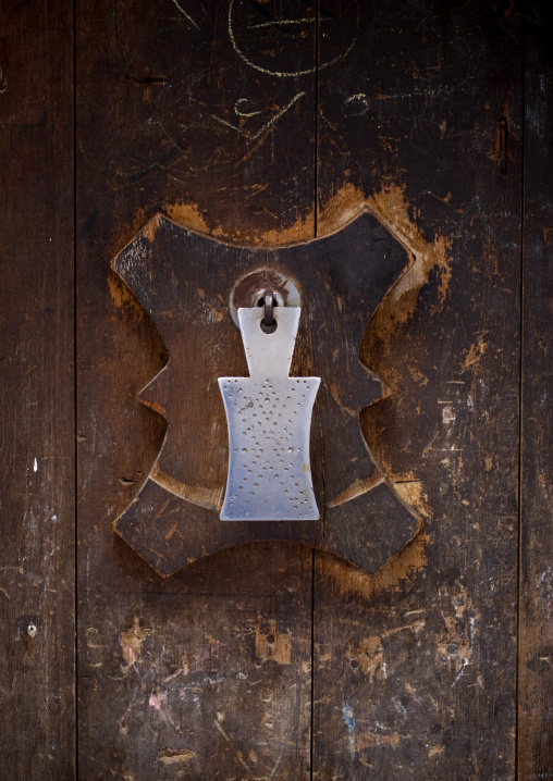 Iron Door Knocker On A Wooden Door In Sanaa, Yemen