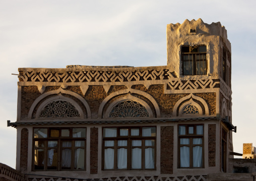 Traditional Storeyed Tower Houses Built Of Rammed Earth In The Old Fortified City Of Sanaa, Yemen