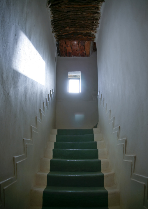 White And Green Painted Stairs In Al Hawatha Hotel, Shibam, Yemen