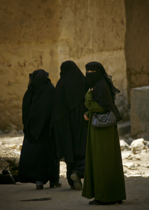 Veiled Women In A Covered Back Alley, Amran, Yemen