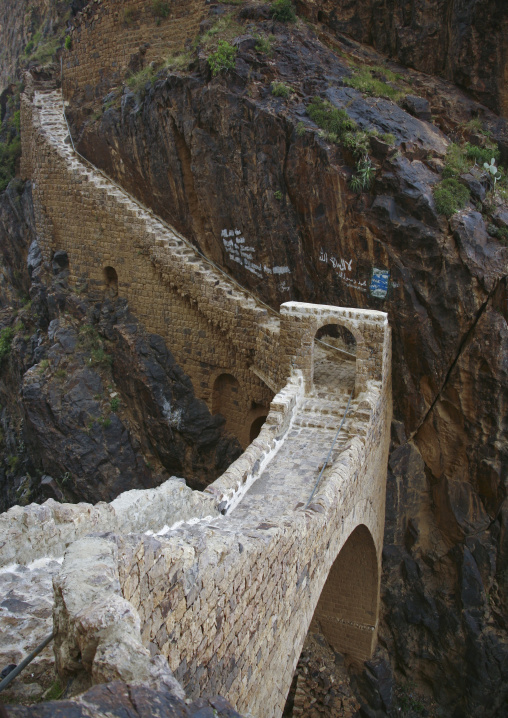 The Shahara Bridge Over A Rocky Gorge, Yemen