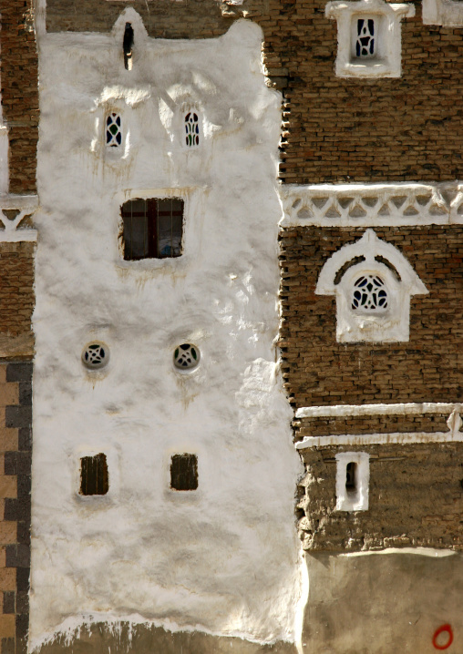 Traditional Storeyed Tower Houses Built Of Rammed Earth In The Old Fortified City Of Sanaa, Yemen